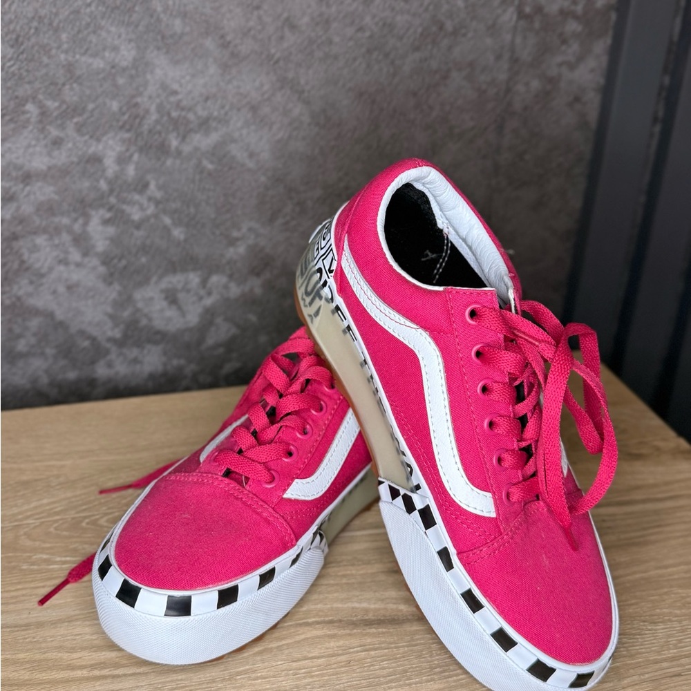 Vans Old Skool Stacked Logo Platform Sneakers - Women's Size 6.5 (Pink) NEW